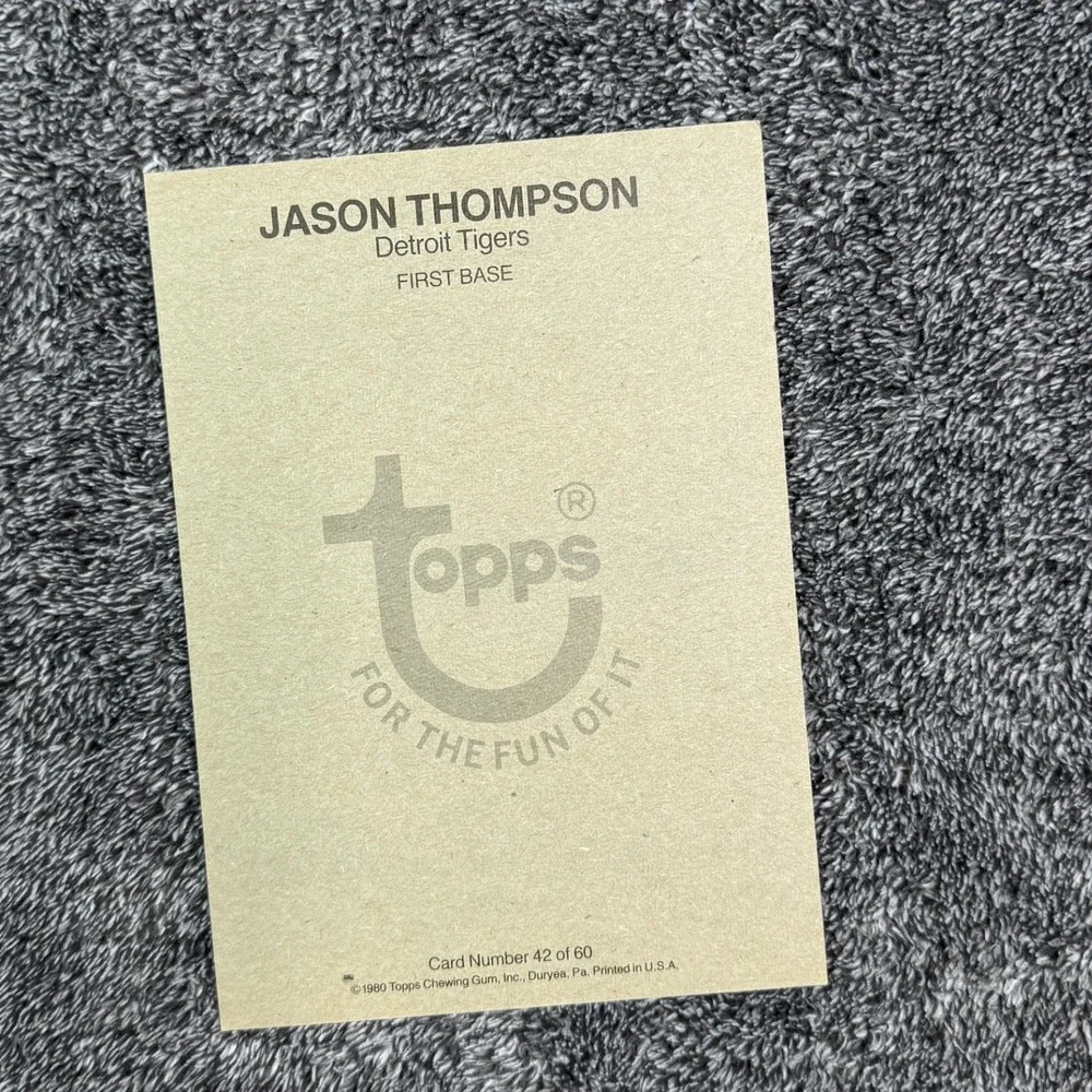 1980 Topps Jason Thompson Detroit Tigers Oversized Baseball Card #42 5x7 Photo